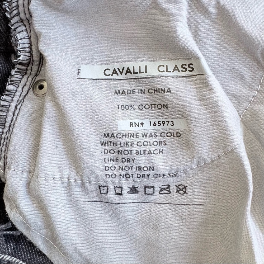 NWT Cavalli Class High Rise Straight Leg Faded Black Denim Women's Jeans SZ 26 - Picture 9 of 10